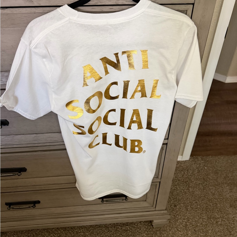 Anti Social Social Club White T‑Shirt with Gold Foil Logo